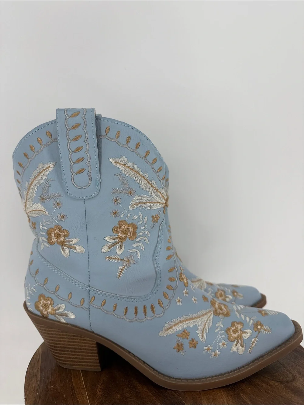 Code West Blue Embroidered Western Cowboy Boots Women’s 10 Boho Festival